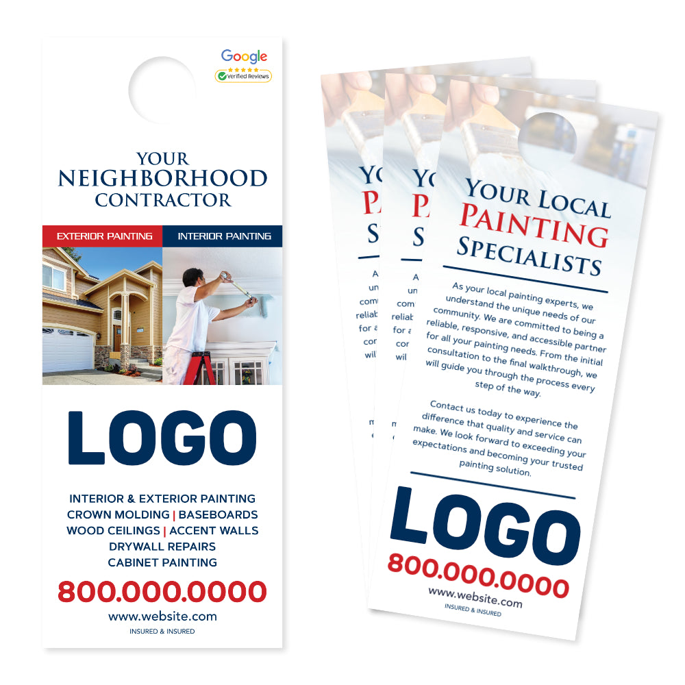 Door Hangers for Painters Designed & Printed FREE Shipping