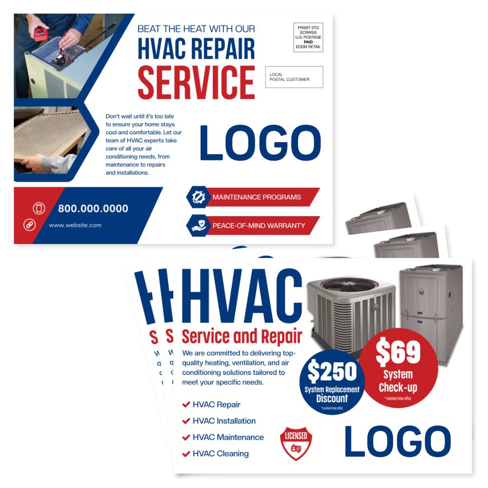 hvac service repair postcard design