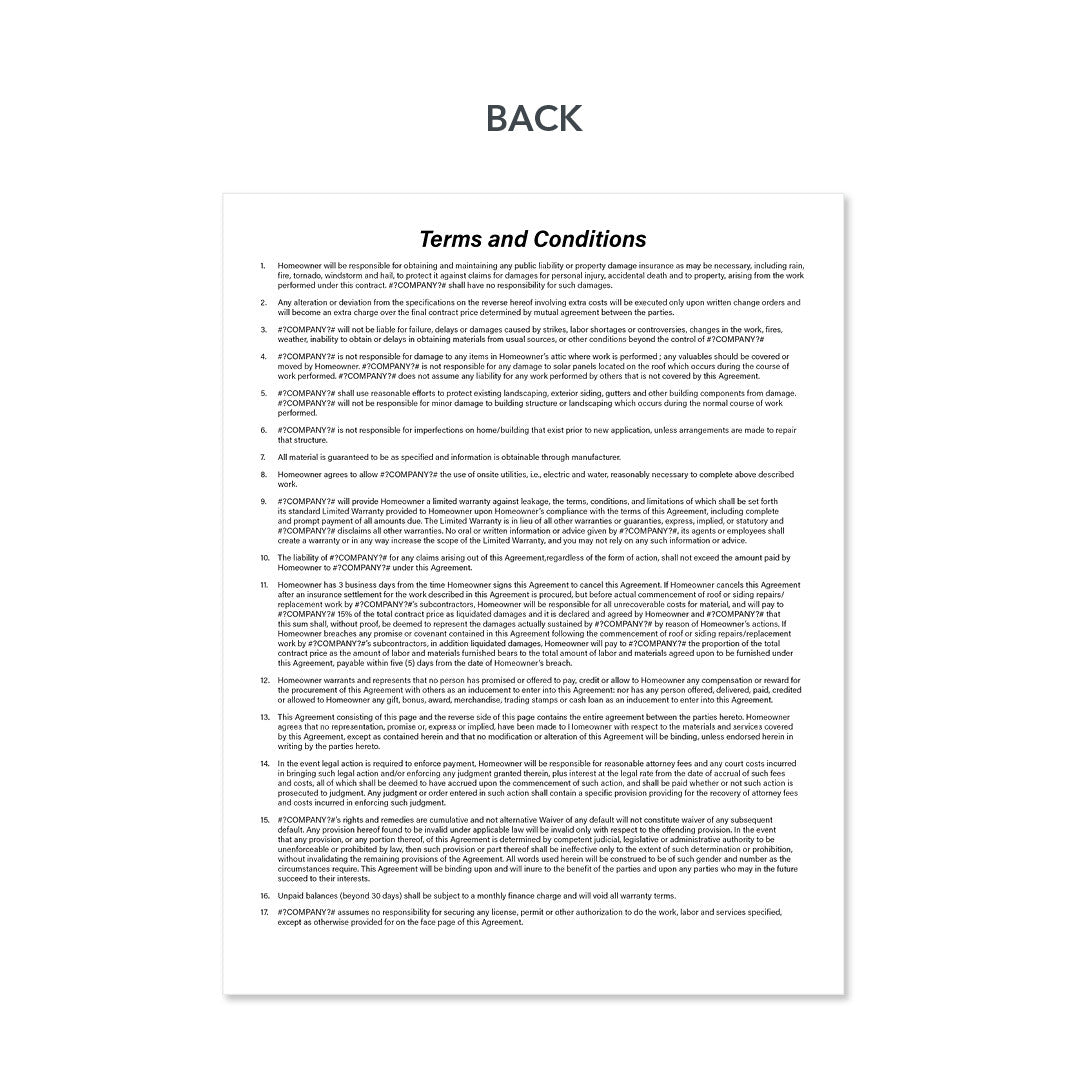 Carbonless Agreement Invoice Forms for Roofers - Design Print