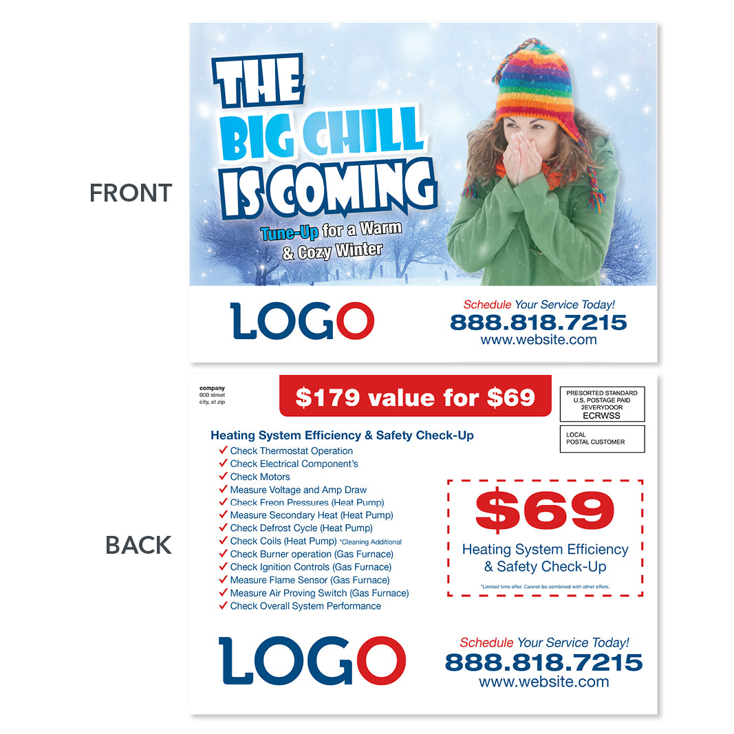 hvac heating maintenance postcard card