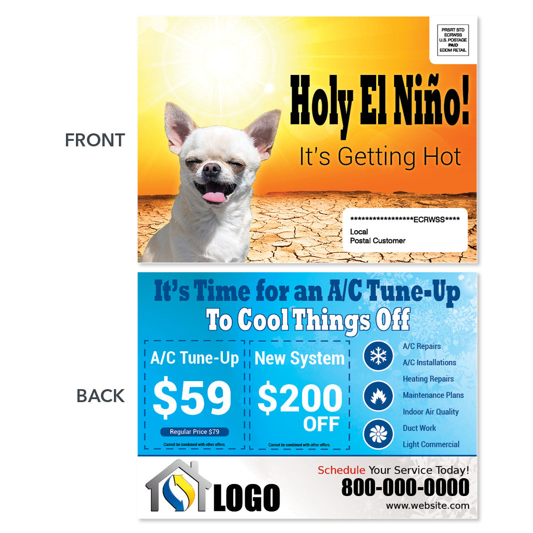 dog sweat eddm postcard for hvac company