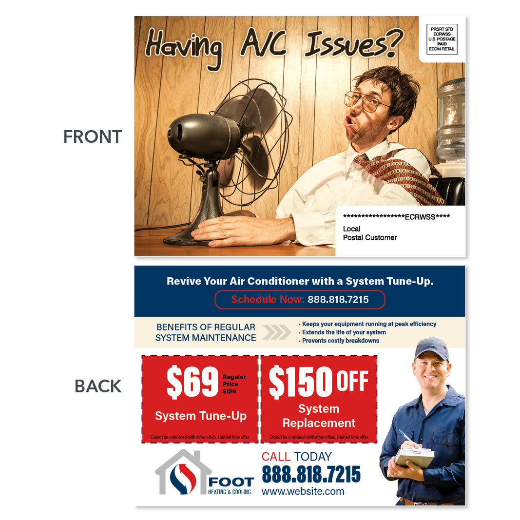hot fan hvac maintenance eddm postcard