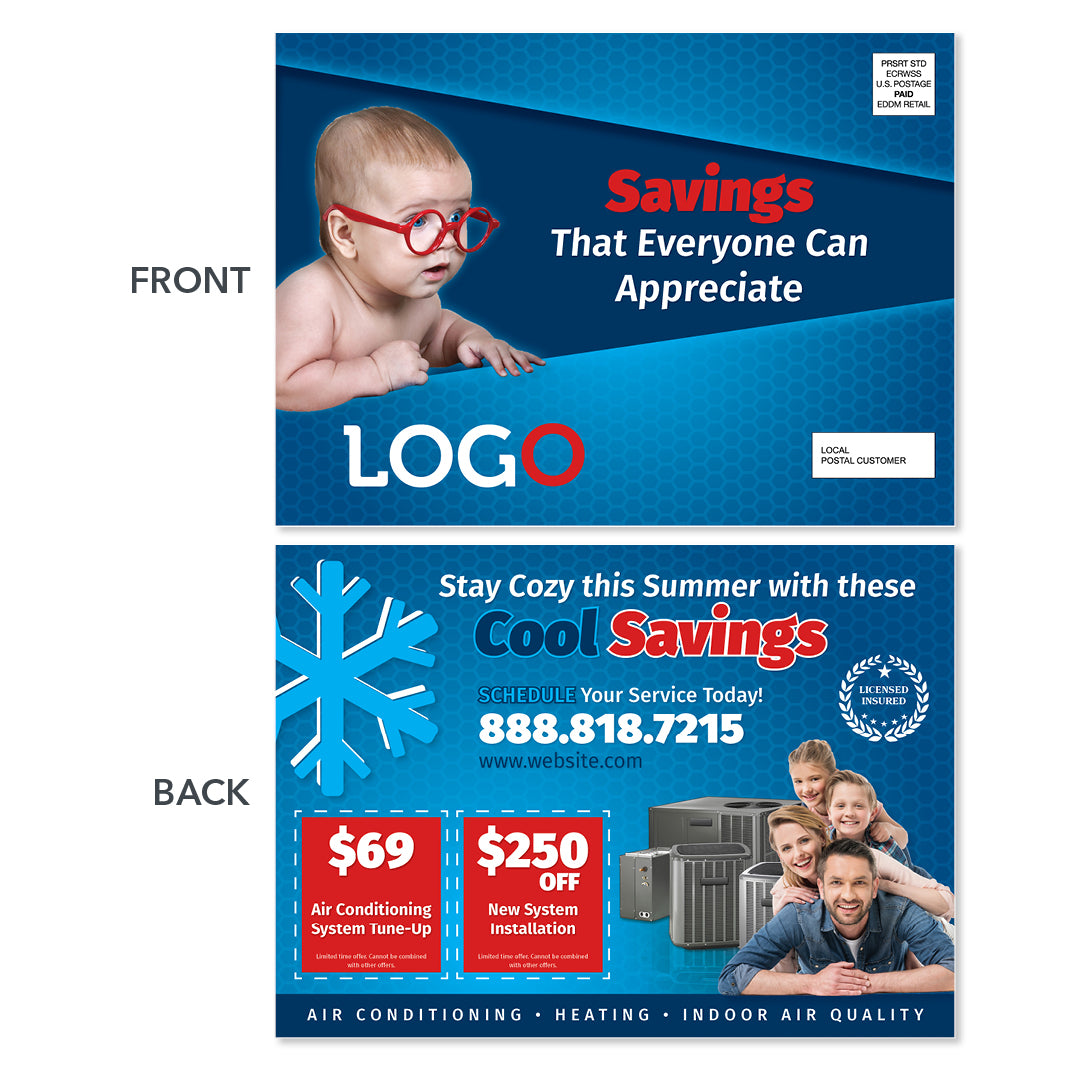 hvac air conditioning postcard with baby