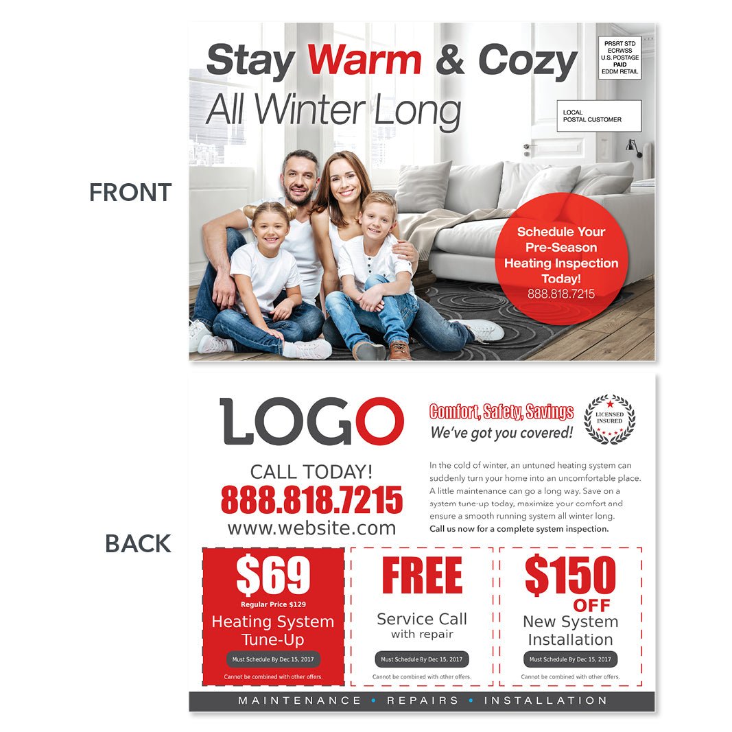 hvac eddm heating postcard with family