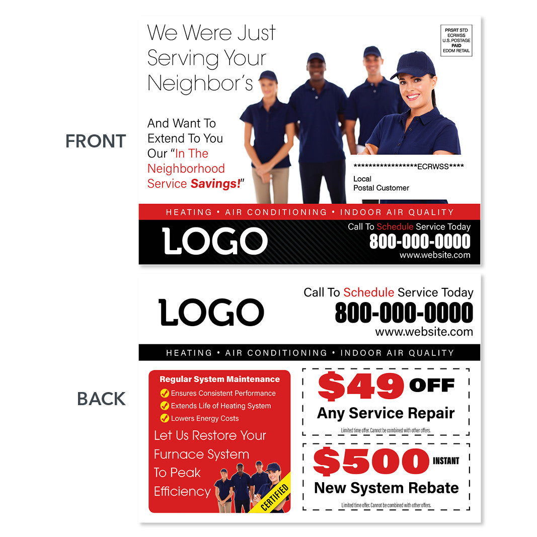eddm hvac heating postcard