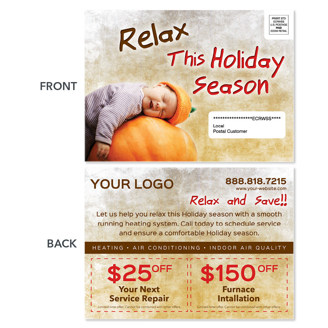thanksgiving eddm hvac heating postcard with pumpkin