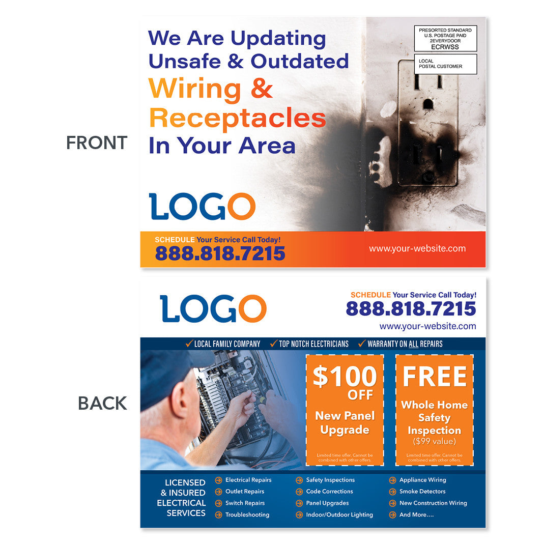 electrical receptacle replacement eddm postcard