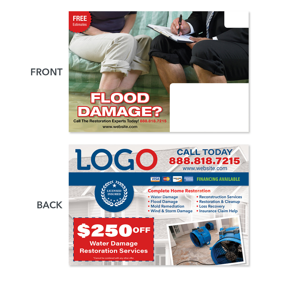 flood damage postcard for restoration contractor