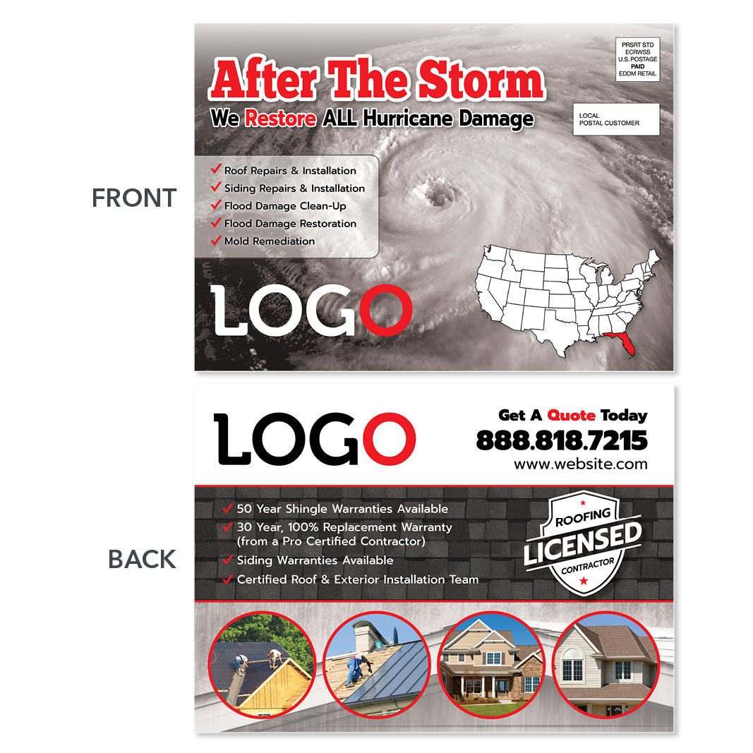 hurricane damage eddm postcard design