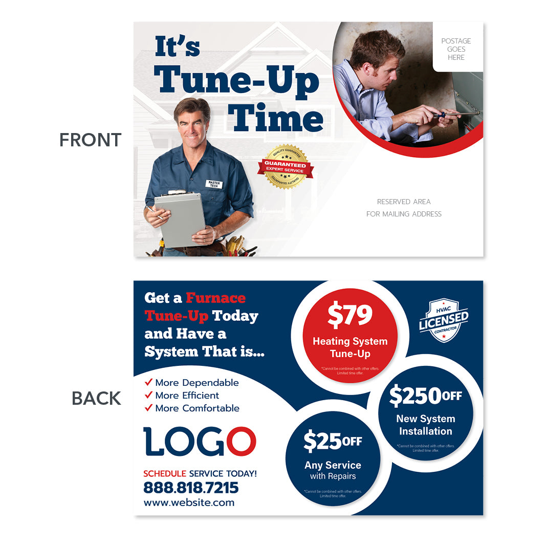 furnace postcard with technician design