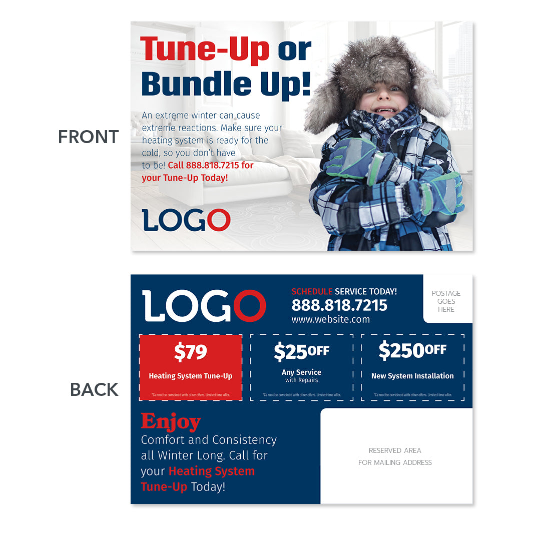 Winter Hvac Tune Up Heating Direct Mail HVAC Postcard Design Print
