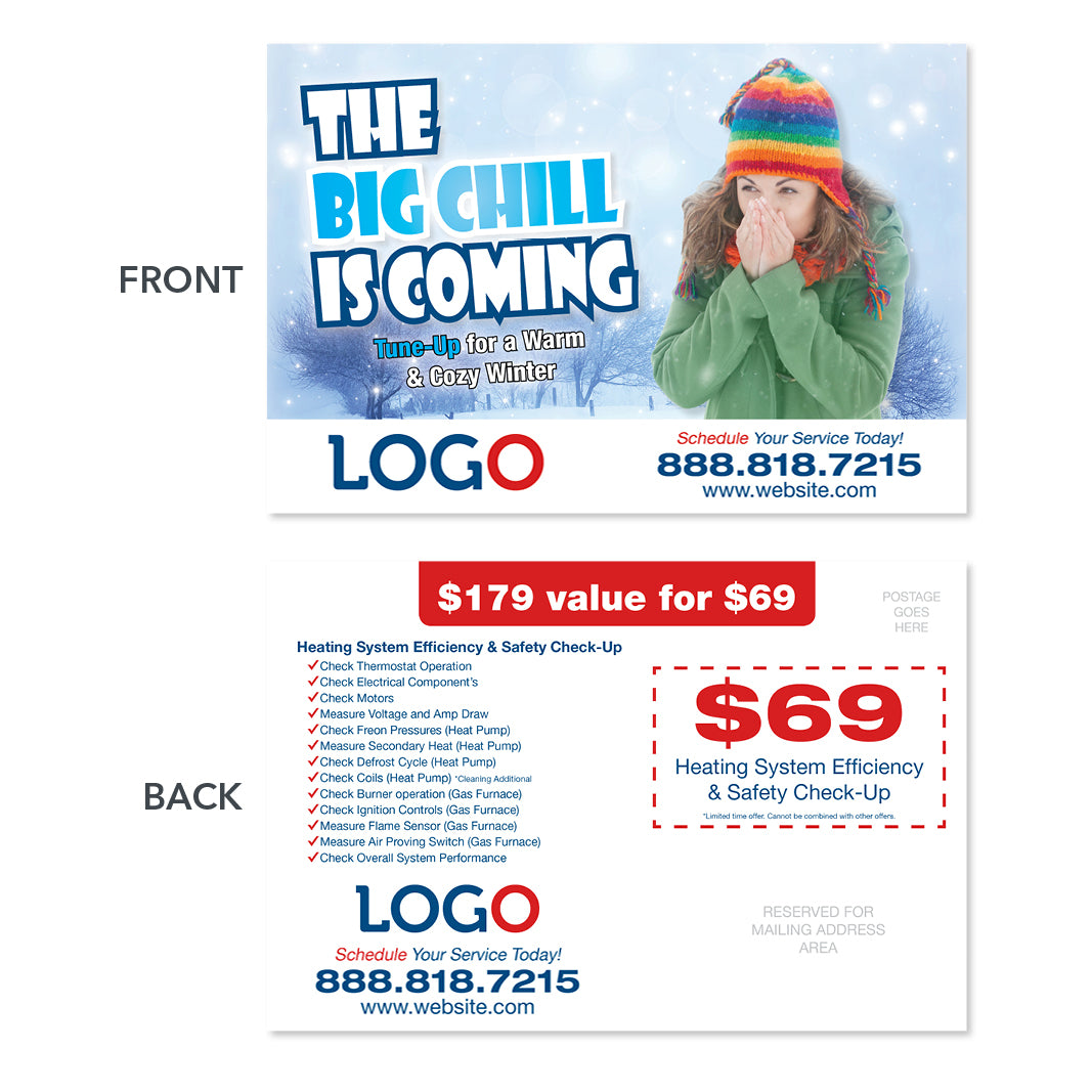 hvac heating maintenance postcard card