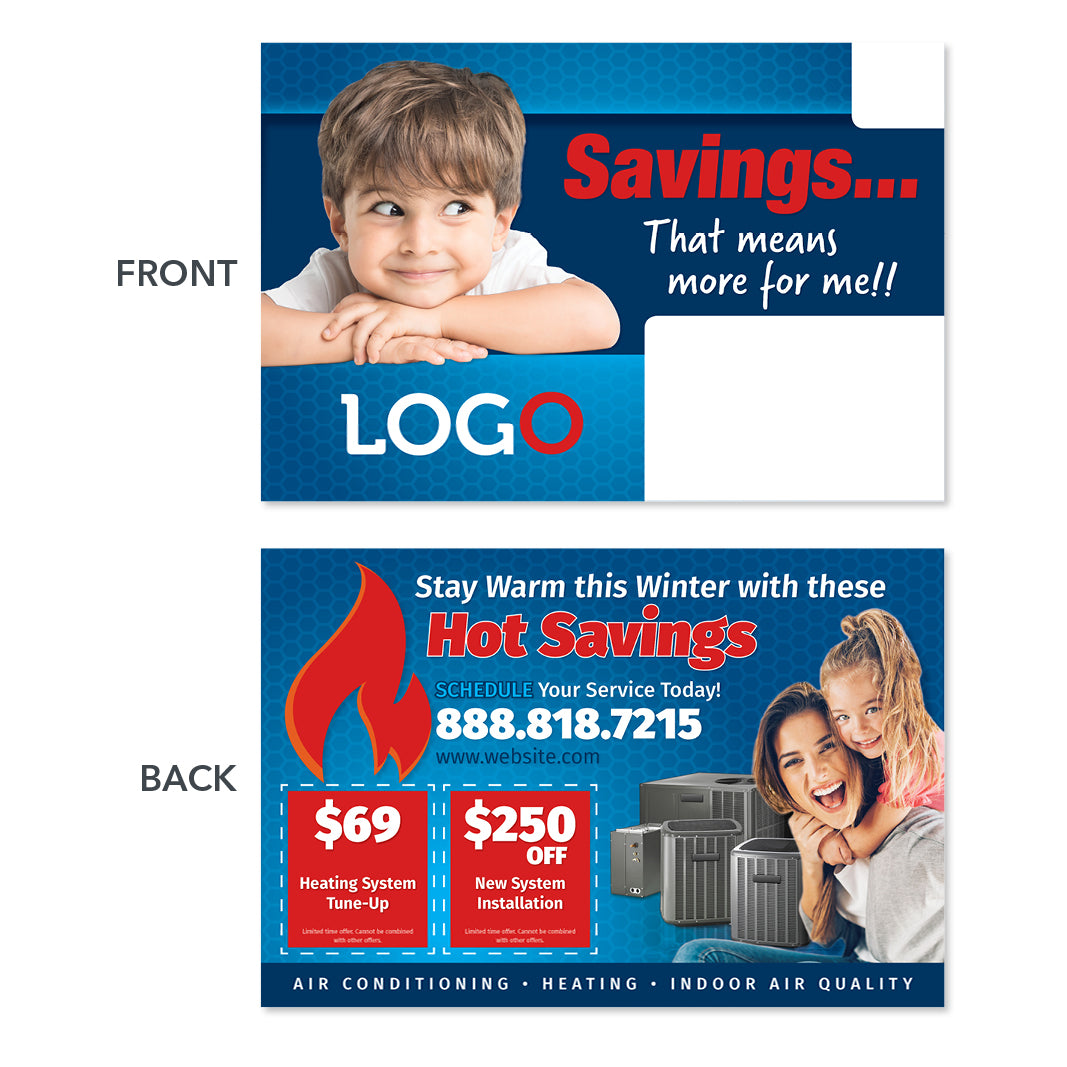 hvac heating postcard with baby