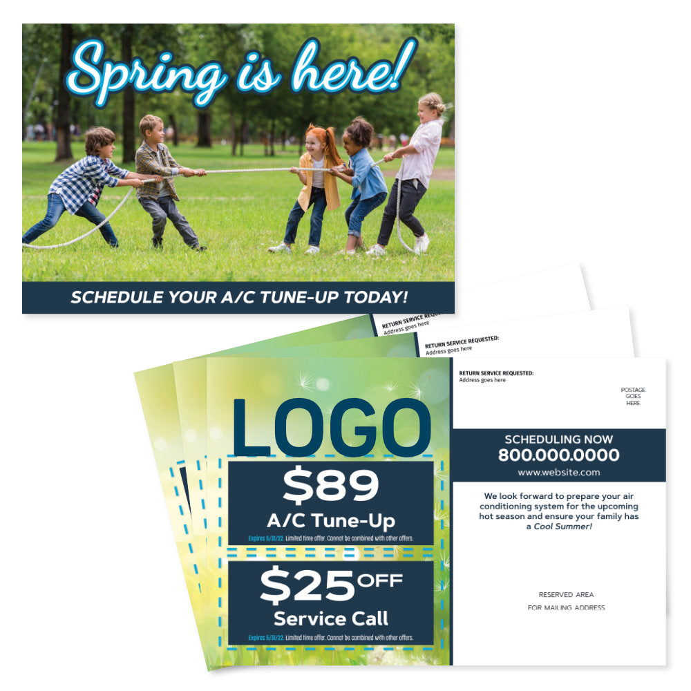 air conditioning spring postcard for hvac company