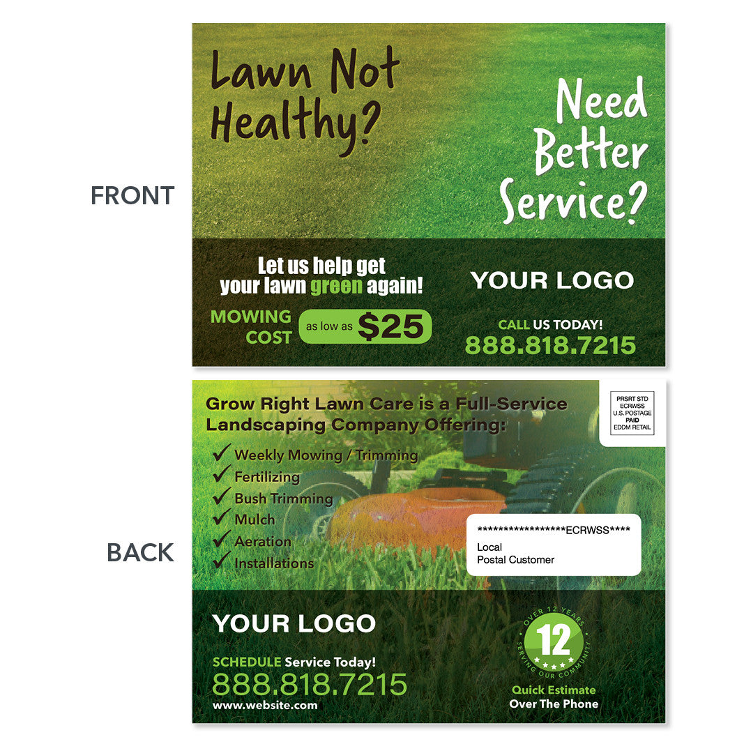 lawn care eddm postcard ugly healthy grass
