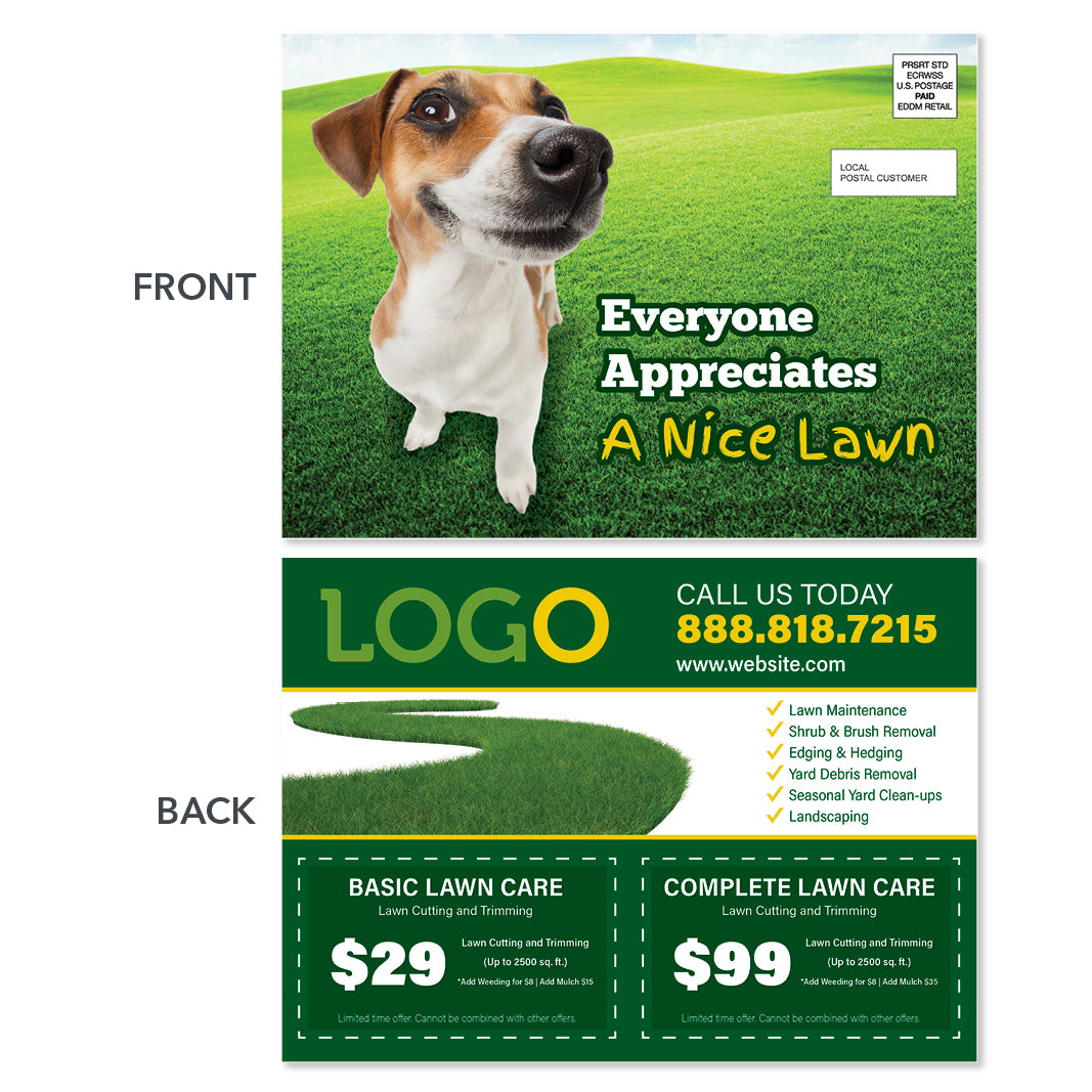green lawn eddm postcard for landscaper