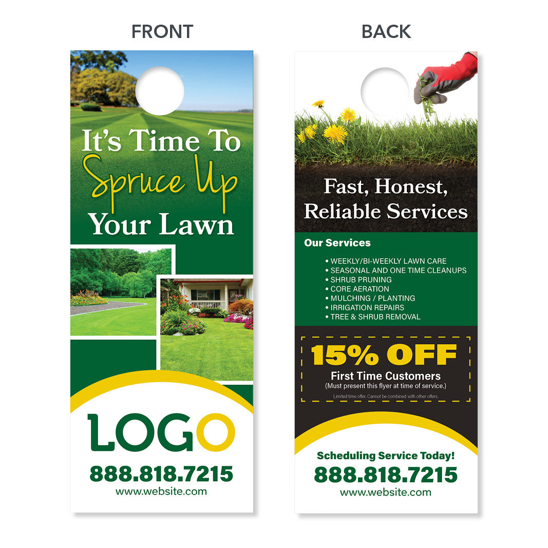 lawn care door hanger for landscapers
