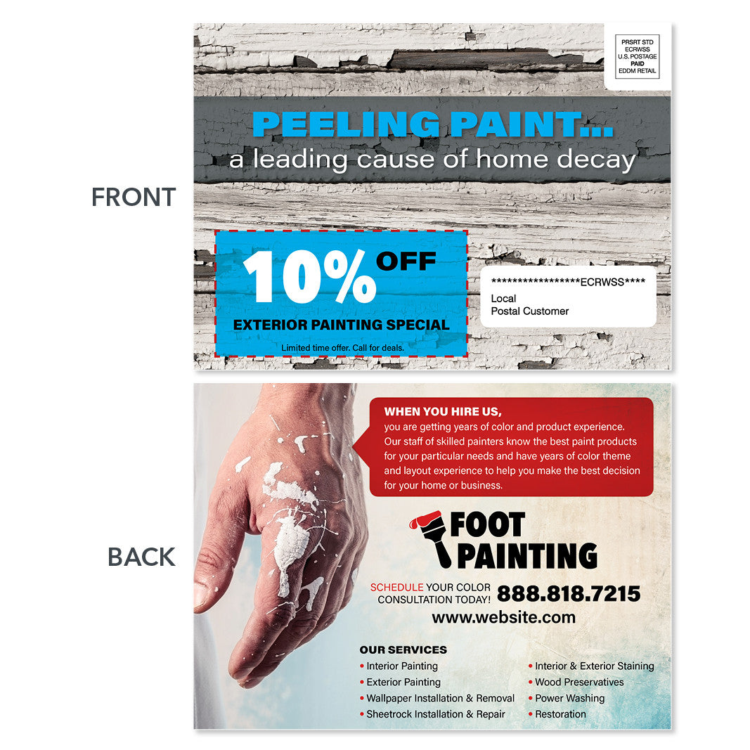 peeling paint eddm postcard for painters