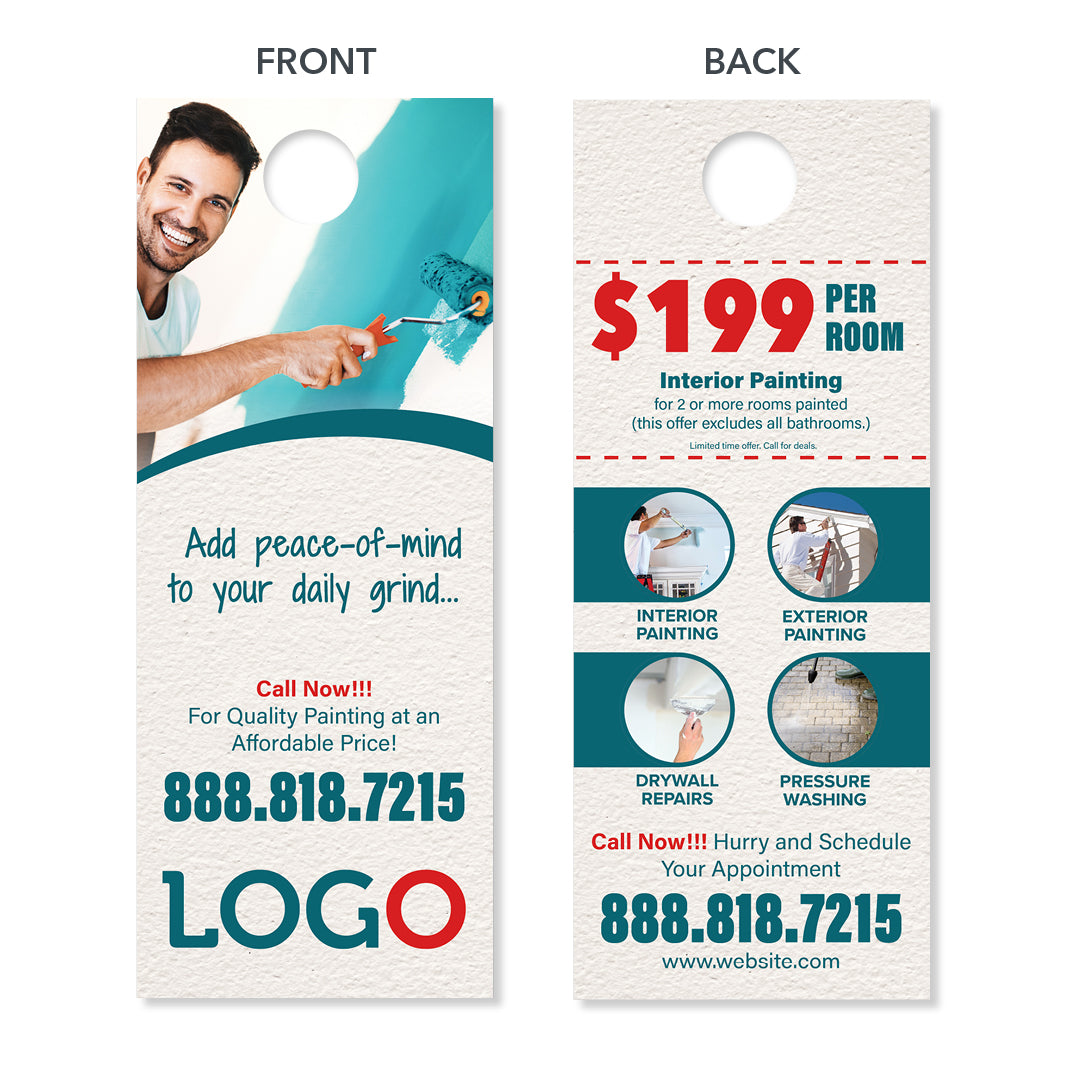 Door Hangers for Painters Designed & Printed FREE Shipping