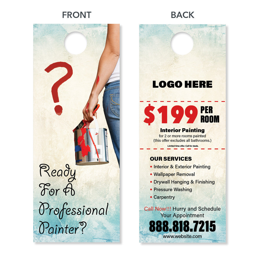 painting contractor door hanger design woman