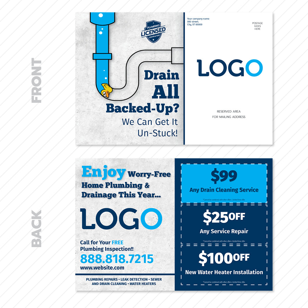 drain cleaning postcard design
