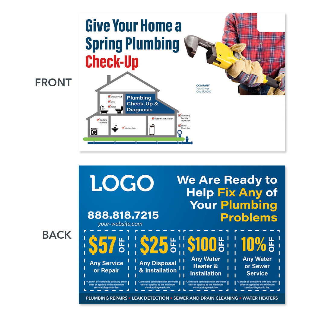 plumbing maintenance postcard house diagram