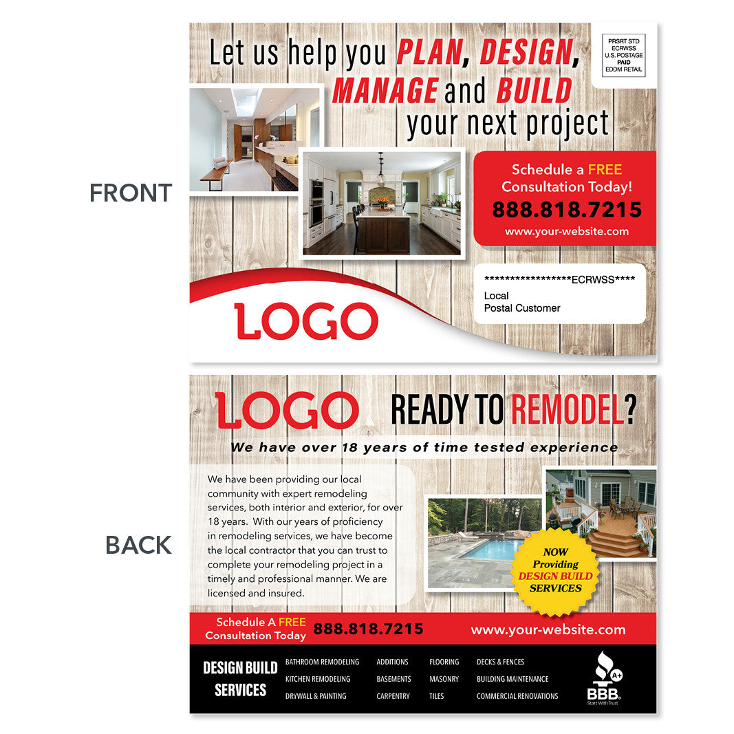 remodeling design build eddm postcard
