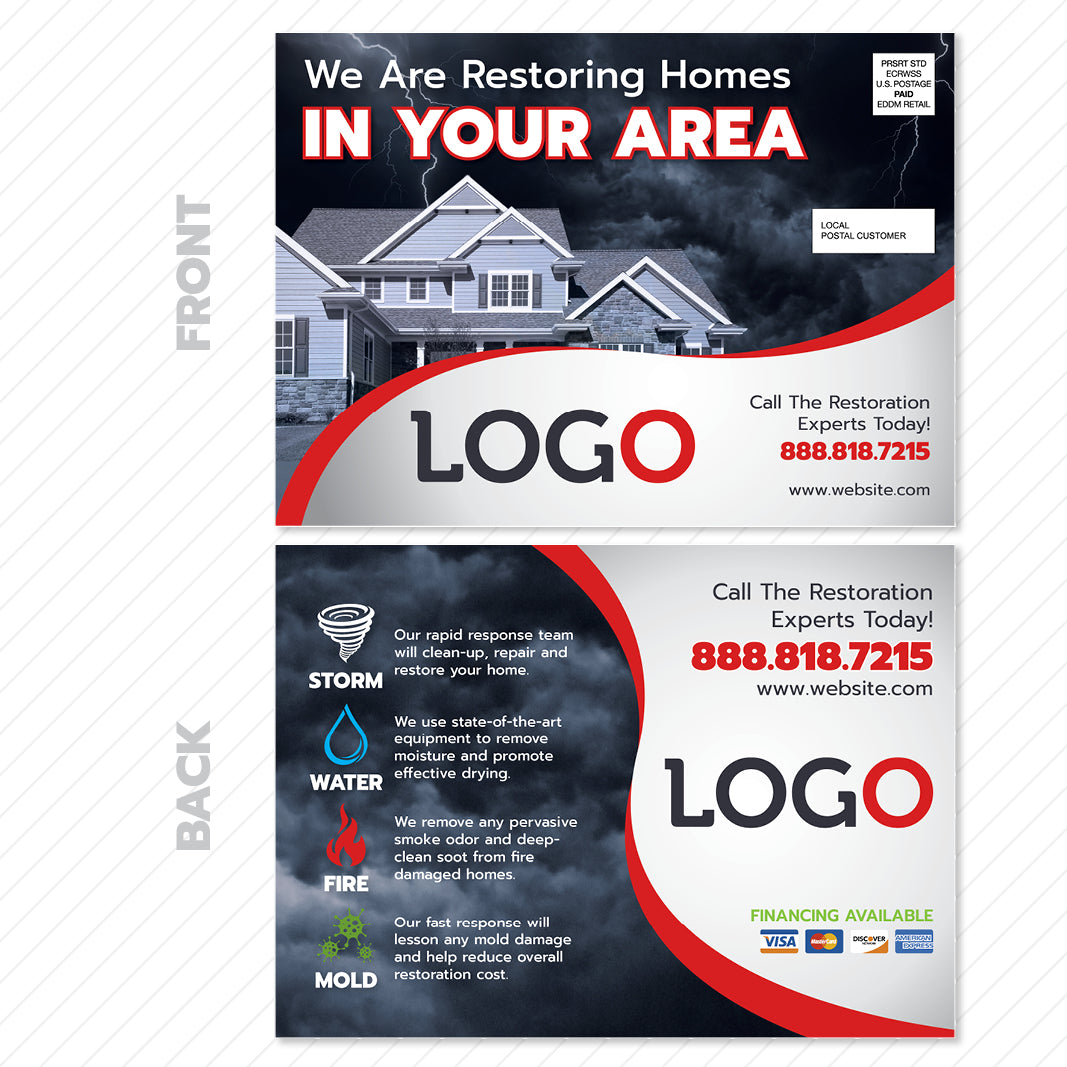 restoration contractor eddm postcard design