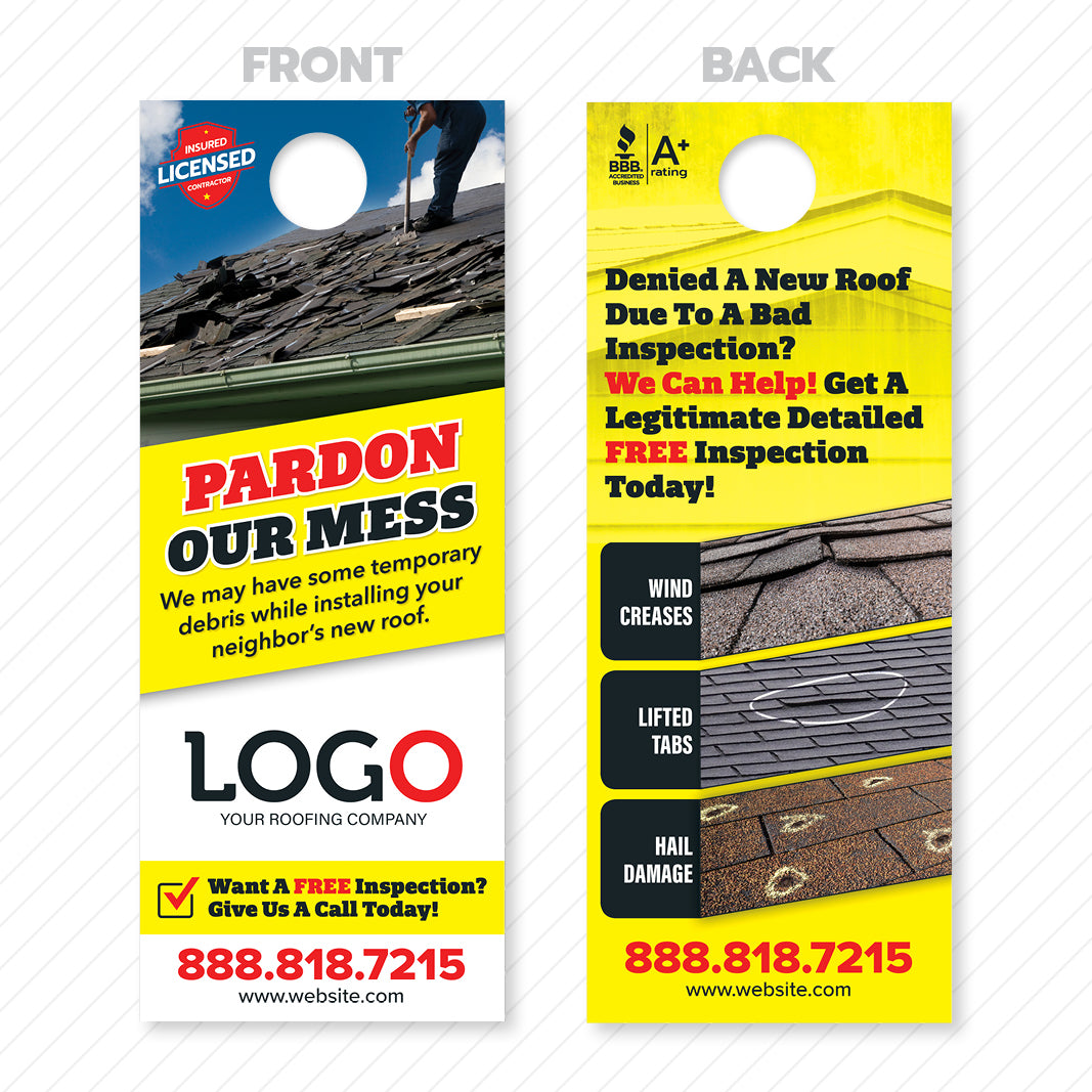 roof mess neighborhood door hanger design