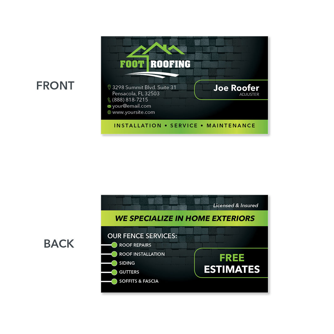 Roofers Business Card Design Customized for you. High Quality Print