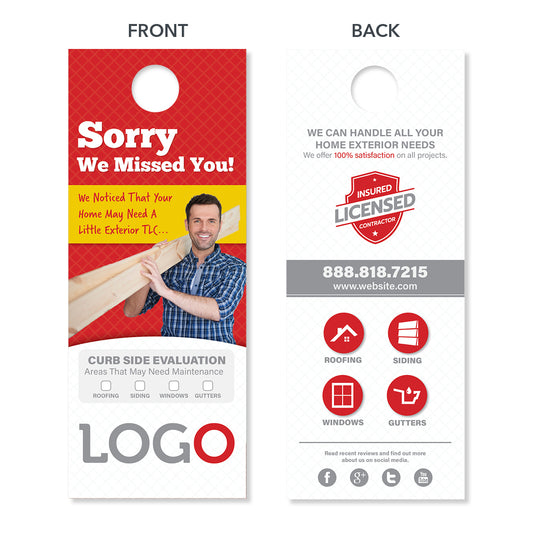 sorry missed you roofing door hanger