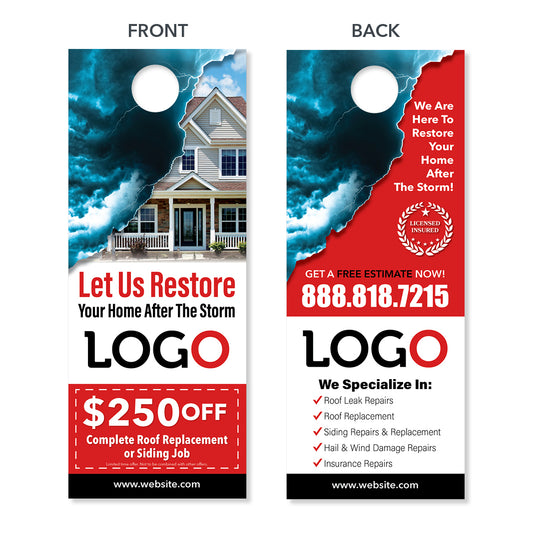 storm damage door hanger for roofers