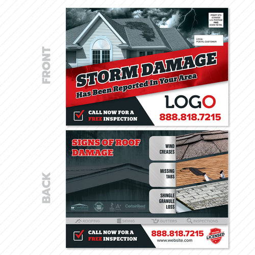 storm damage roofing postcard design