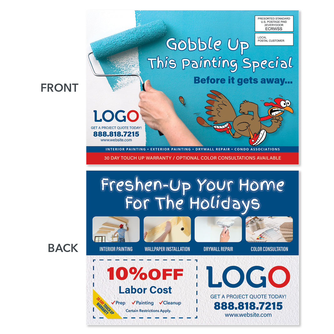 thanksgiving eddm painter postcard with turkey