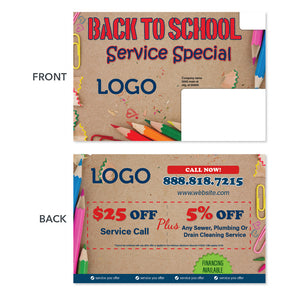 back to school special postcard for contractors