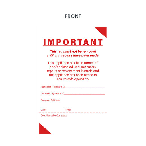 carbonless form appliance unit warning notice