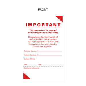 carbonless form appliance unit warning notice