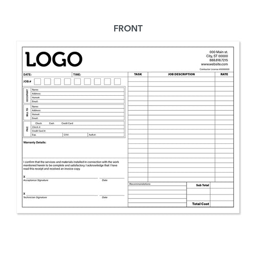 custom carbonless form for contractors