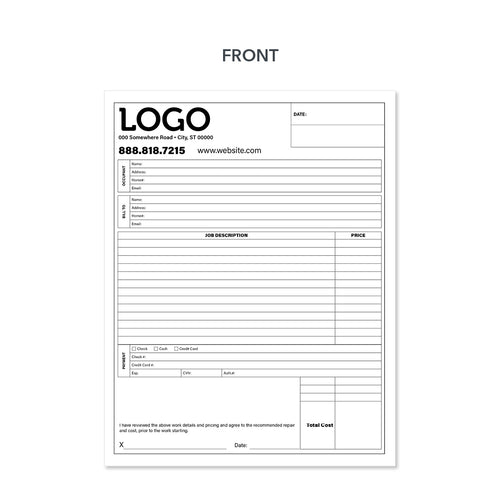 Carbonless contractor invoice form