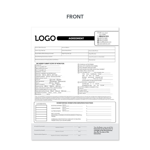 roofing agreement carbonless form