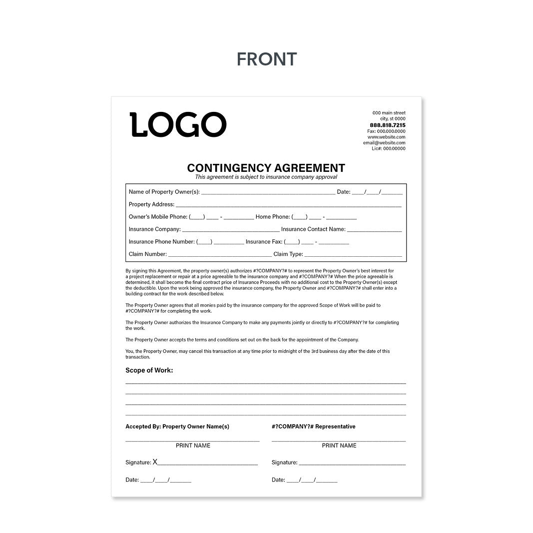 Contingent Bill Form.pdf Carbonless Contingency Invoice Forms for Roofers - Design Print ...