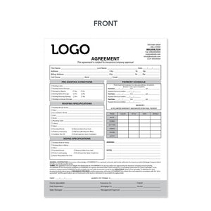 roofers carbonless invoice agreement form