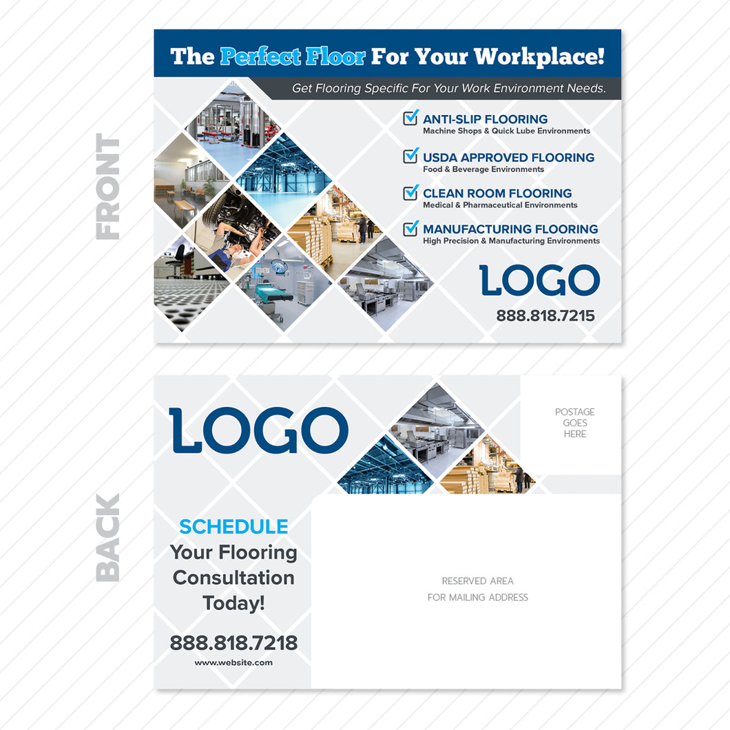 commercial flooring postcard design