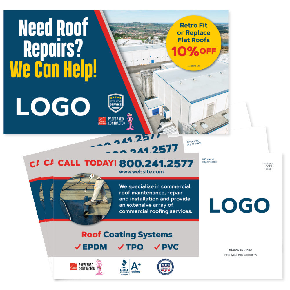 commercial roofing postcard design
