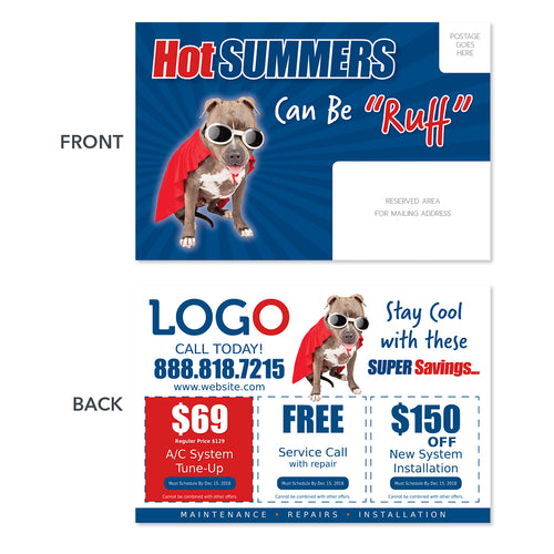 hvac maintenance postcard with dog
