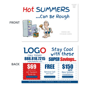 hvac postcard with old guy fridge and fan