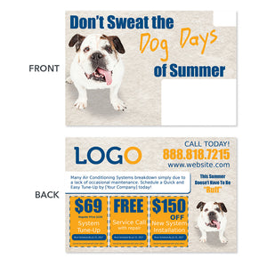 hvac contractor direct mail postcard with dog