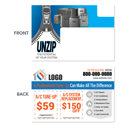 air conditioning postcard for hvac company