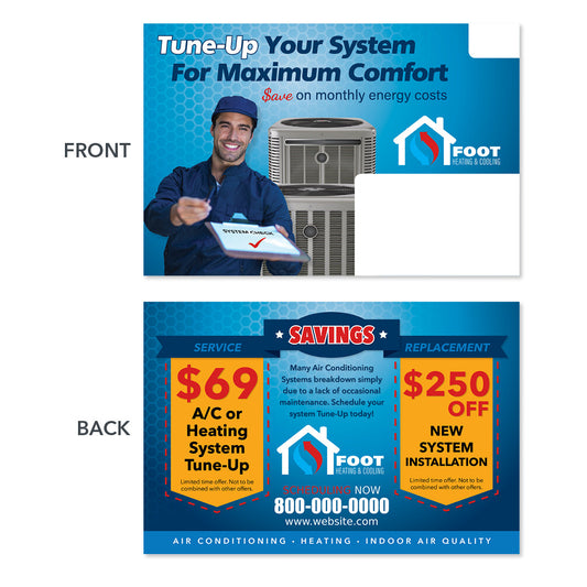 air conditioning postcard with technician