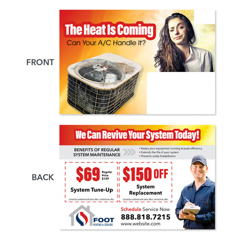 air conditioning replacement postcard for hvac company